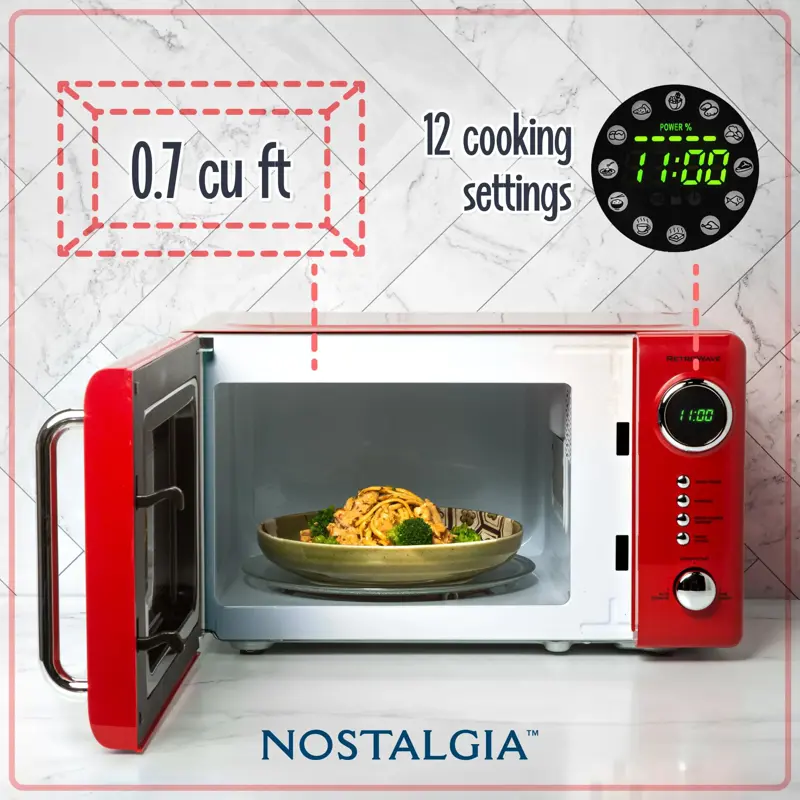 Horno microondas Nostalgia Retro Compact 0.7 pies cúbicos 700 W rojo