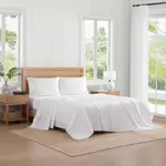 Juego De Sábanas Tommy Hilfiger De Percal De Algodón Blanco Blanco Sólido Diseño De La Tela