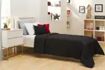 Cubrecama Liso Twin - Microfibra, Matelasseado, Negro