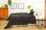 Cubrecama Oro Liso Full - 220x240 cm, Microfibra, Matelaseado, Negro