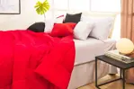 Cubrecama Oro Liso Full - 220x240 cm, Microfibra, Matelaseado, Rojo