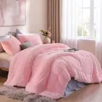 Juego Edredón Fluffy Smoofy Queen Rosa 3 Piezas Forro Polar