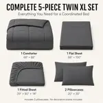 CozyLux Juego de Edredón Twin XL Gris Oscuro 5