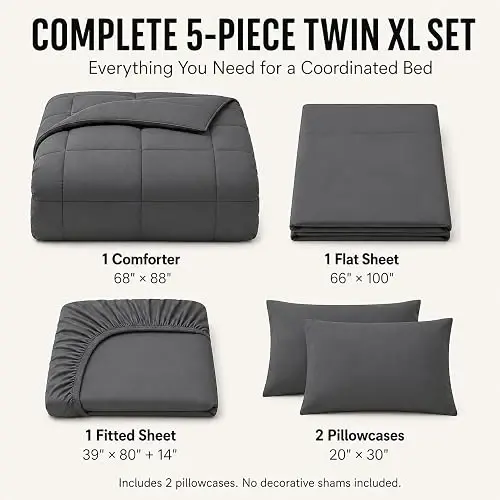 CozyLux Juego de Edredón Twin XL Gris Oscuro 5