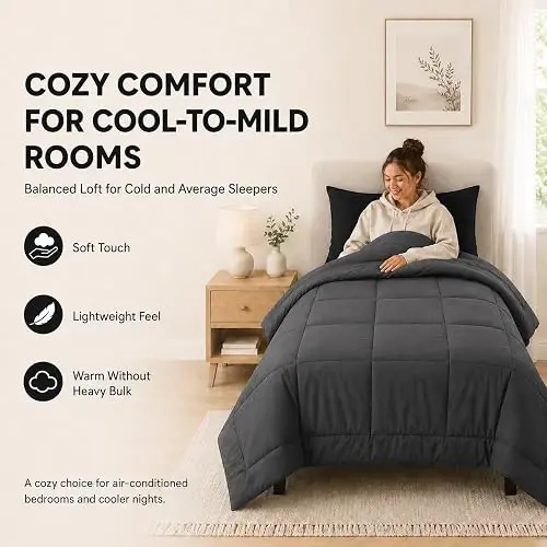 CozyLux Juego de Edredón Twin XL Gris Oscuro 5