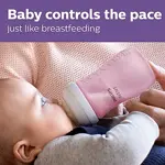 Biberón con tetina de respuesta natural, rosa, 9 oz, paquete de 4