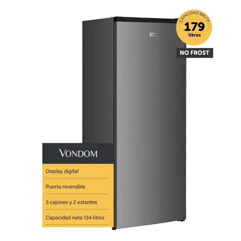 freezer vertical acero 179ls fr140nofrost vondom