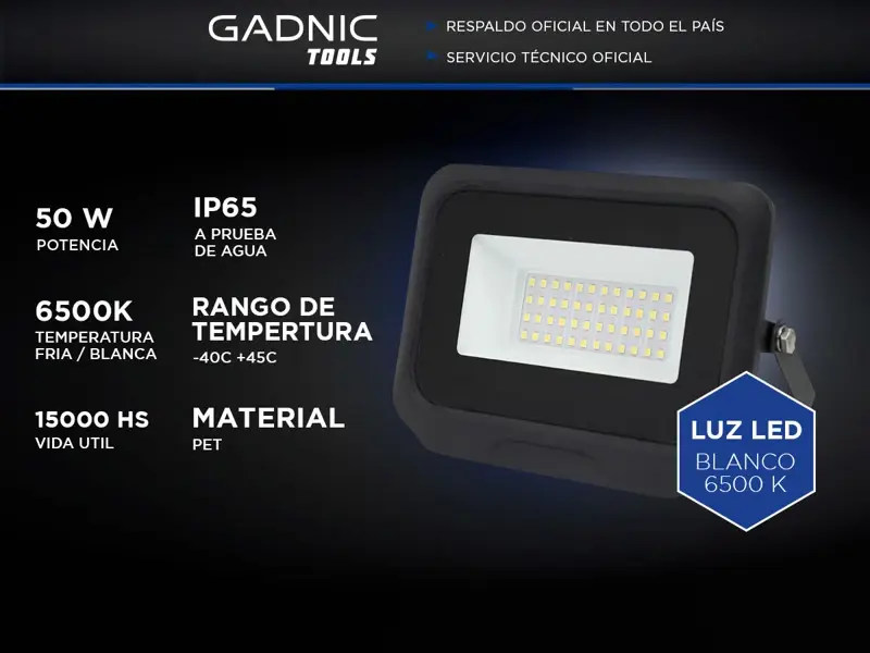 Kit x6 Reflectores Led Blanco 50W Exteriores y Interiores