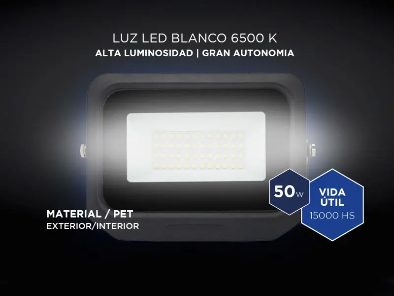 Kit x6 Reflectores Led Blanco 50W Exteriores y Interiores