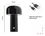 Lámpara Hongo Led Recargable Táctil 21cm Mashroom 3 Luces