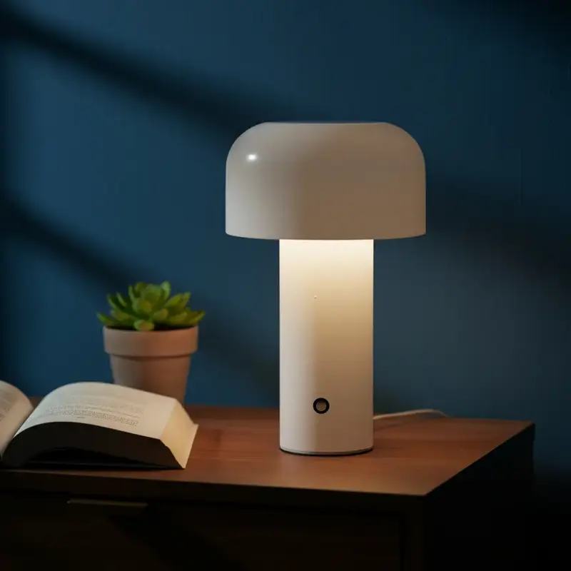 Lámpara Hongo Led Recargable Táctil 21cm Mashroom 3 Luces