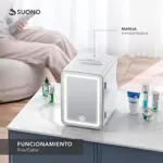 Mini Heladera de Maquillaje Suono Espejo Luz Led 6L Frí­o Calor