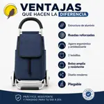 Carrito De Compras Plegable Con Estructura Reforzada Azul