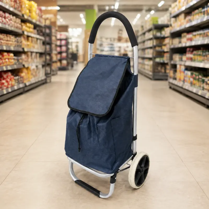 Carrito De Compras Plegable Con Estructura Reforzada Azul