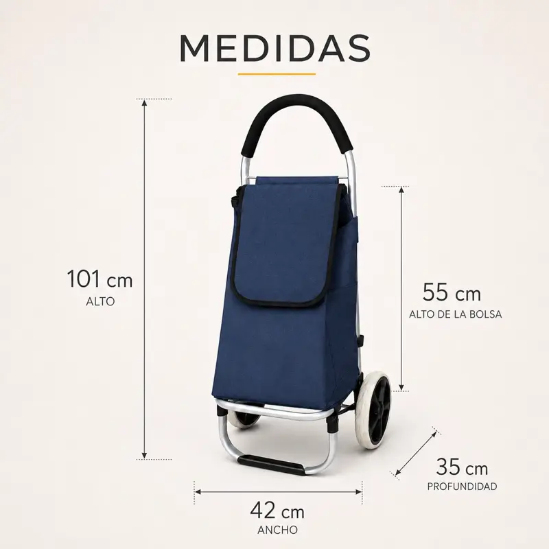 Carrito De Compras Plegable Con Estructura Reforzada Azul