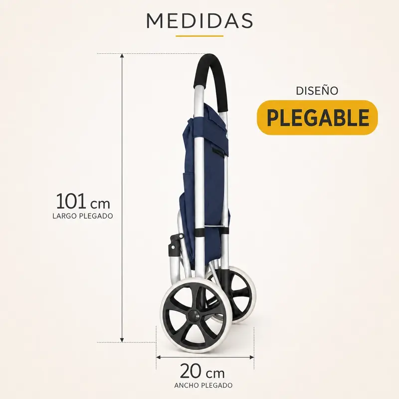 Carrito De Compras Plegable Con Estructura Reforzada Azul