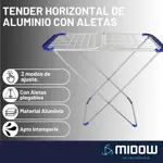Tender Horizontal De Aluminio Midow Aletas Plegables 173cm
