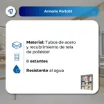 Armario Portatil Waggs Placard Organizador Perchero 8 Estantes Negro