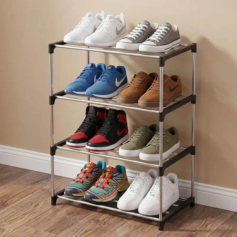 Zapatero Mueble Botinero Organizador Cuatro Pisos Waggs Negro