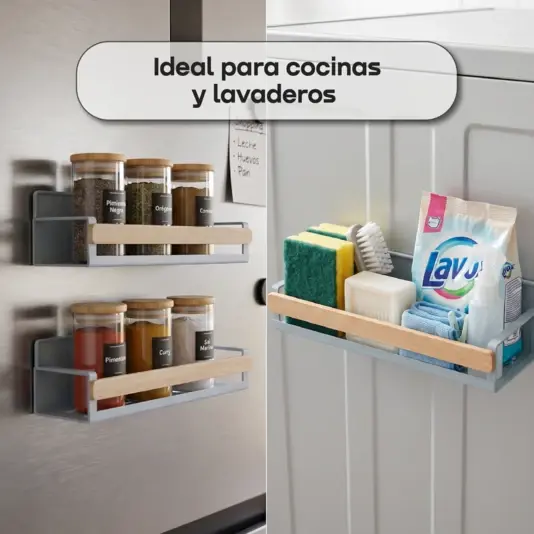 Estante Organizador Alacena Magnetico Waggs con Tope Madera Gris