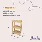 Carrito Organizador Madera 3 Bandejas 40 Mpsobreruedas