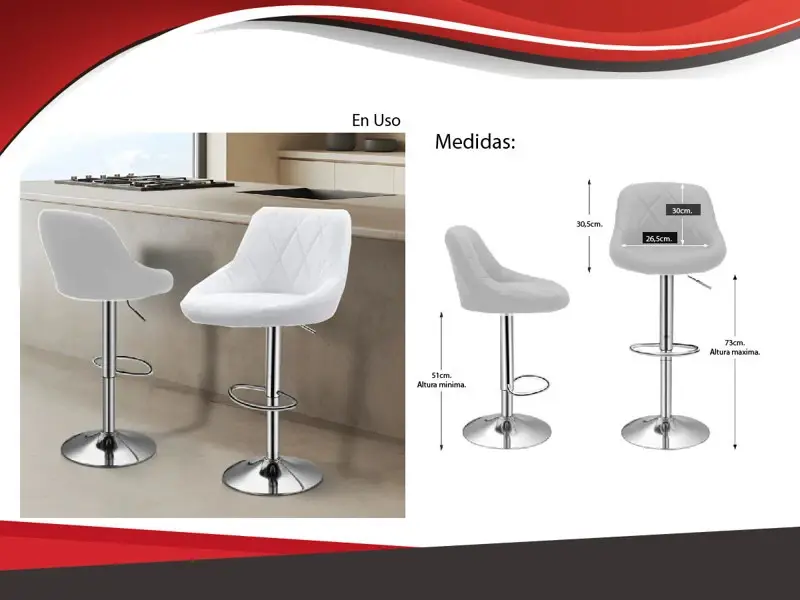 Silla banqueta taburete para desayunador set por 2 unidades