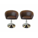 SILLON BANQUETA ALTA X2 REGULABLE DESAYUNADOR BARRA BAR CROMADO MARRÓN Marron