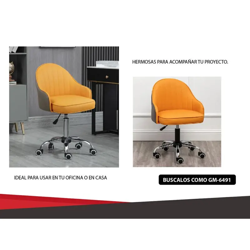 2 x Sillas Taburete Tattoo Estetica Musico Odontologo Ruedas naranja
