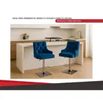 Banqueta Alta Giratoria Respaldo Capitonè Regulable Azul