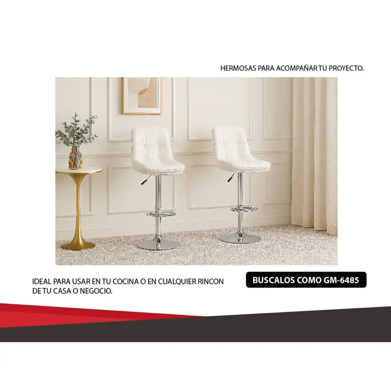 Taburetes X2 Banqueta Silla Bar Barra Living Acolchado crema