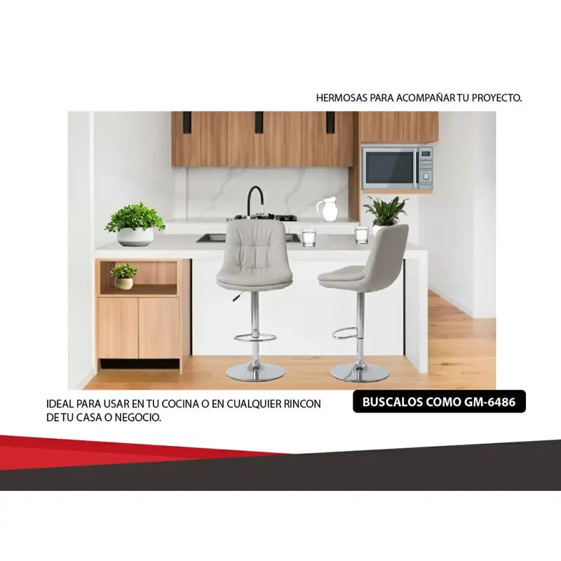 Taburetes X2 Banqueta Silla Bar Barra Living Acolchado crema