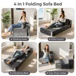 Sofá cama plegable MAXYOYO convertible de espuma de alta densidad 160 x 80 x 40 cm