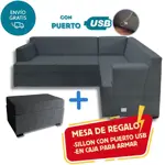 Sillón Smart 2 +2 Cuerpos Living Box ® c/Puerto USB En Caja para armar. Izquierdo - GRIS