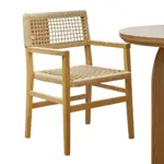 Sillón de madera laqueada,tejido natural en asiento y respaldo-Avelino