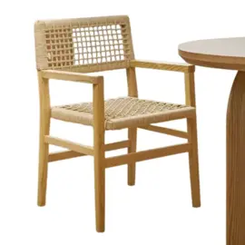 Sillón De Madera Laqueada,Tejido Na...