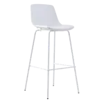 Banqueta Taburete Alpha Diseño Moderno, Hierro, Cuero Vegano, Blanco