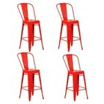 Taburete Tolix Banqueta Alta Con Respaldo Set X4 Reforzada