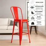 Taburete Tolix Banqueta Alta Con Respaldo Set X4 Reforzada