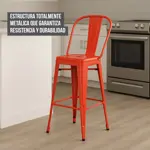 Taburete Tolix Banqueta Alta Con Respaldo Set X4 Reforzada