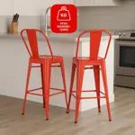 Taburete Tolix Banqueta Alta Con Respaldo Set X4 Reforzada