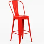 Taburete Tolix Banqueta Alta Con Respaldo Set X4 Reforzada