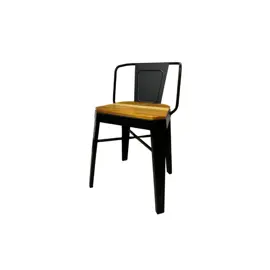 Silla Linea Runko Negro Con Madera