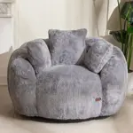 Puf MAXYOYO con forma floral y 3 almohadas, color gris