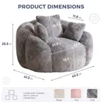 Puf MAXYOYO con forma floral y 3 almohadas, color gris