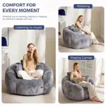 Puf MAXYOYO con forma floral y 3 almohadas, color gris