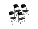 Silla Plástico Plegable Estructura Metálica Jardín Eventos - Pack x4 Unidades color negro