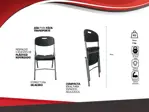 Silla Plástico Plegable Estructura Metálica Jardín Eventos - Pack x4 Unidades color negro