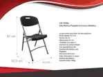 Silla Plástico Plegable Estructura Metálica Jardín Eventos - Pack x4 Unidades color negro