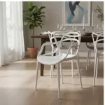 Juego de 4 Sillas De Comedor Urban Blancas Apilables Plástico Reforzado