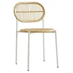 Silla De Comedor Cocina En Hilo Sintético Simil Bambú Y Caño BLANCO